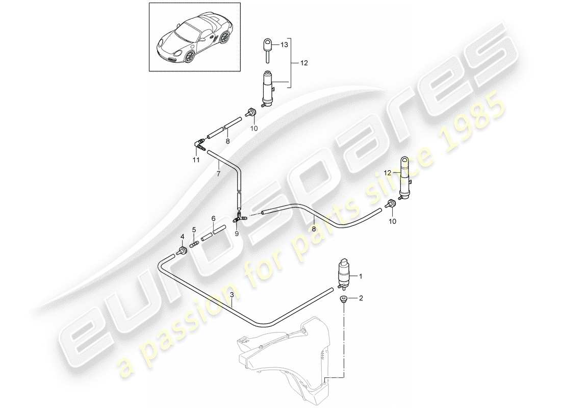 Porsche Boxster 987 (2010) HEADLIGHT WASHER SYSTEM Part Diagram