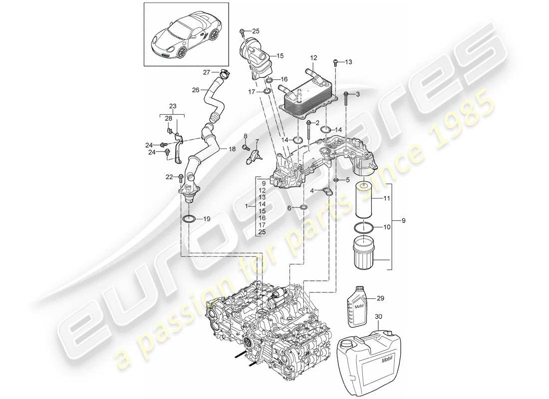 Porsche Boxster 987 (2011) Engine Lubrication Part Diagram