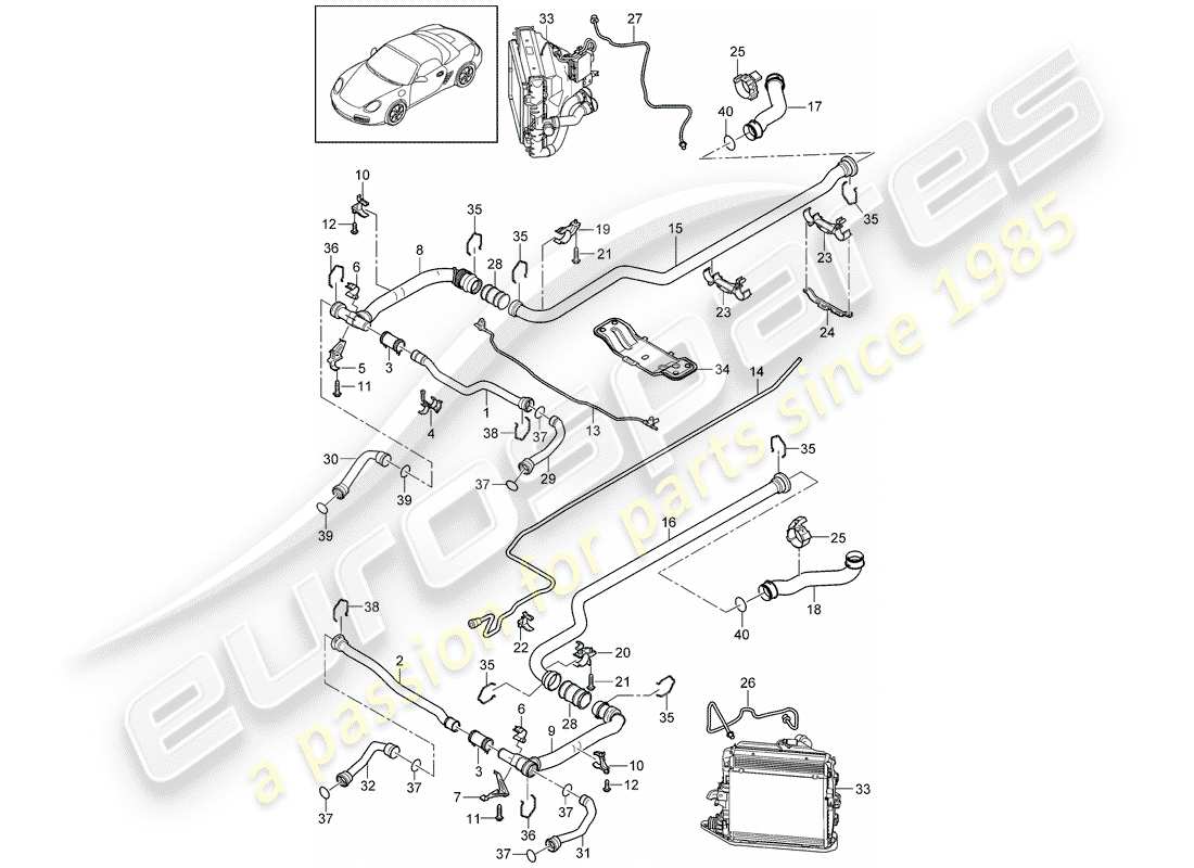 Porsche Boxster 987 (2011) water cooling 2 Part Diagram