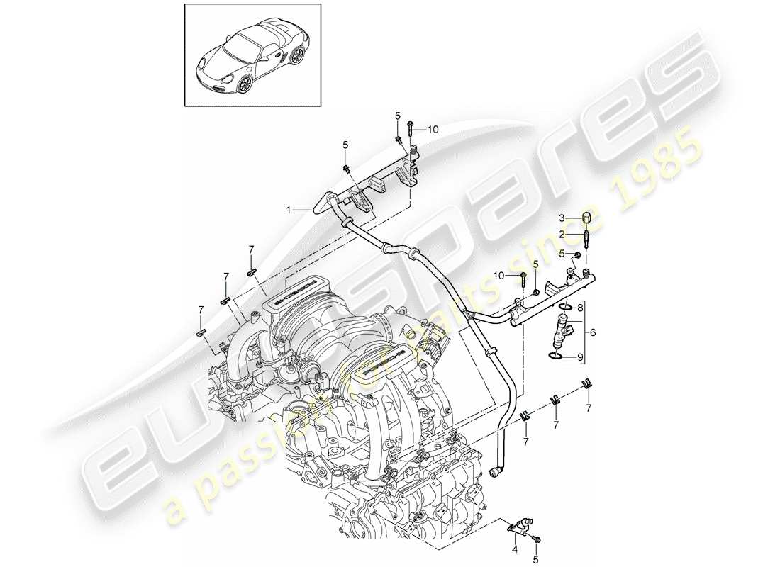 Porsche Boxster 987 (2011) FUEL COLLECTION PIPE Part Diagram