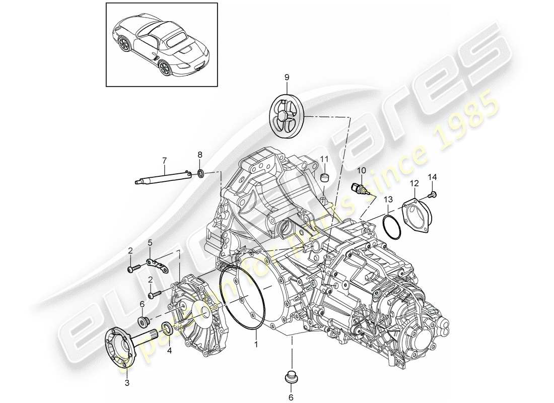 Porsche Boxster 987 (2011) replacement transmission Part Diagram