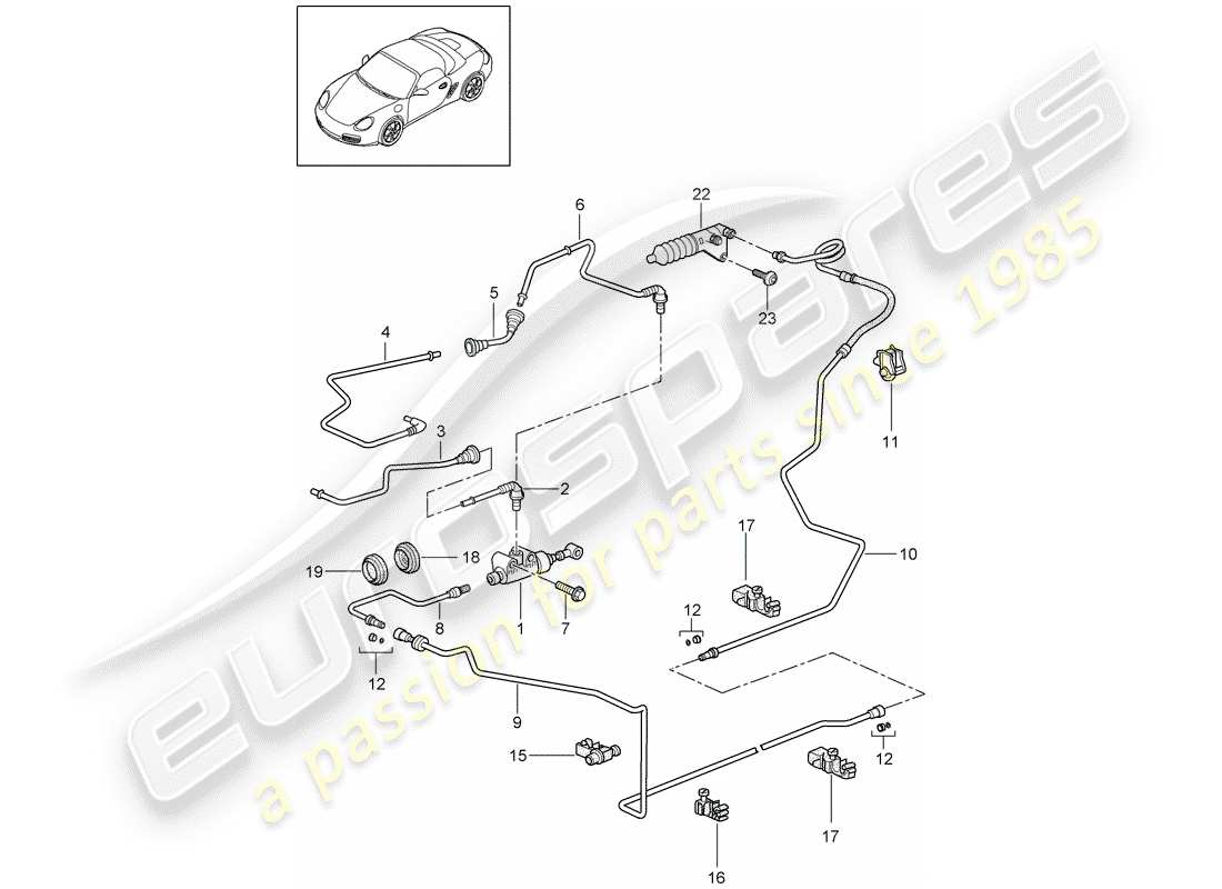 Porsche Boxster 987 (2011) hydraulic clutch Part Diagram