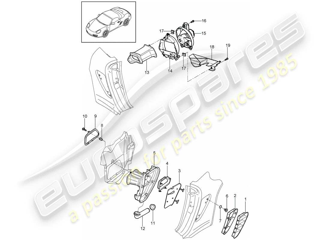 Porsche Boxster 987 (2011) Ventilation Part Diagram