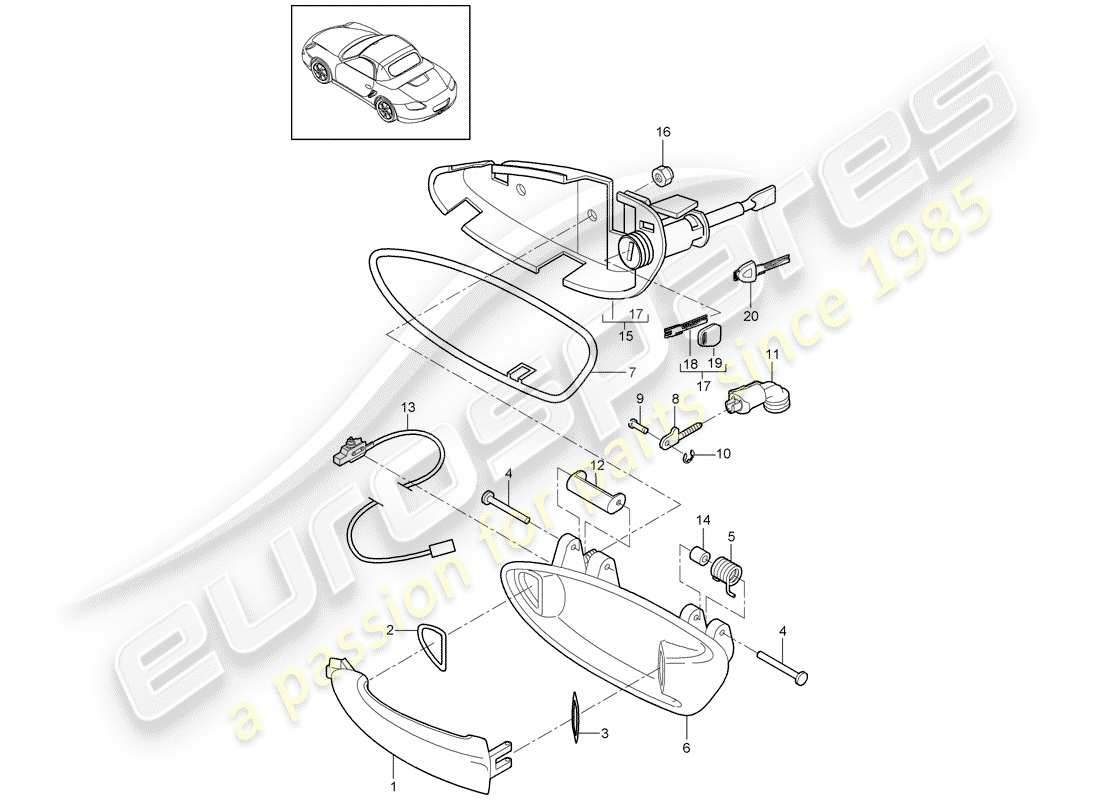 Porsche Boxster 987 (2011) door handle Part Diagram
