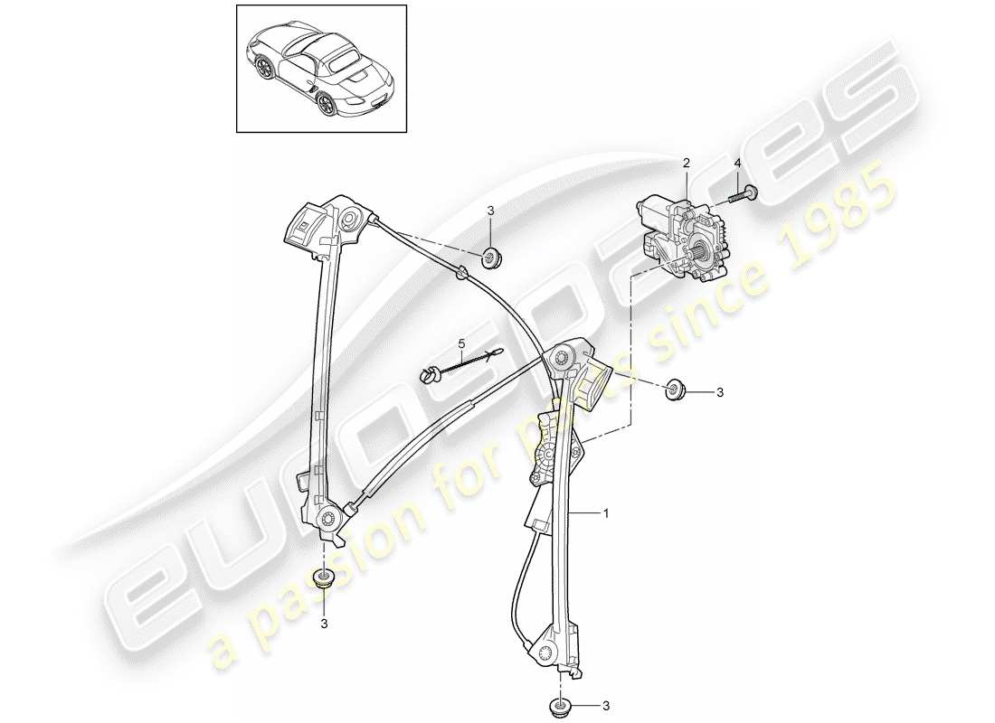 Porsche Boxster 987 (2011) WINDOW REGULATOR Part Diagram