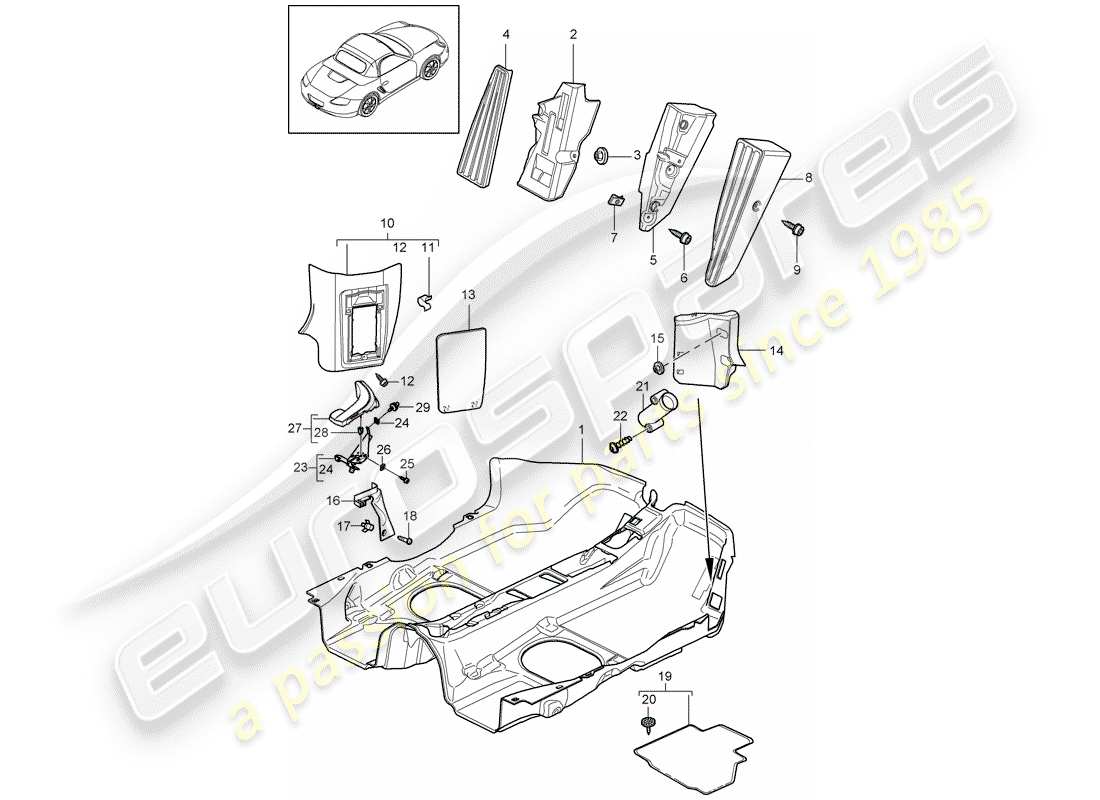 Porsche Boxster 987 (2011) INTERIOR EQUIPMENT Part Diagram