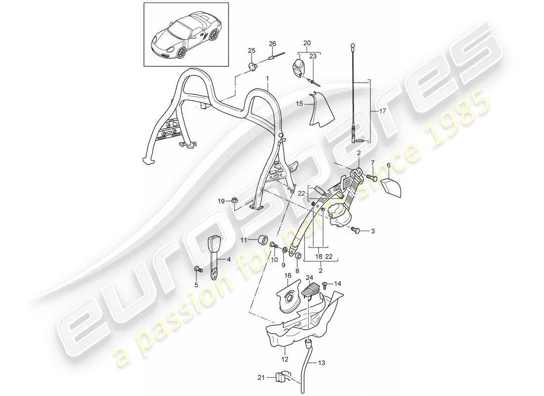 Porsche Boxster 987 (2011) ROLL BAR Part Diagram