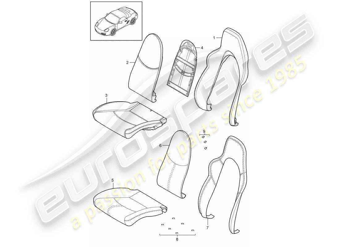 Porsche Boxster 987 (2011) foam part Part Diagram