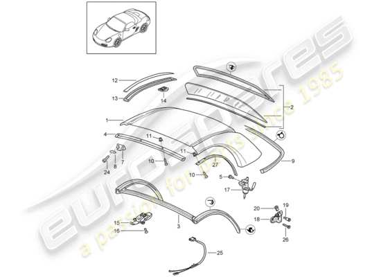 a part diagram from the Porsche Boxster 987 (2012) parts catalogue