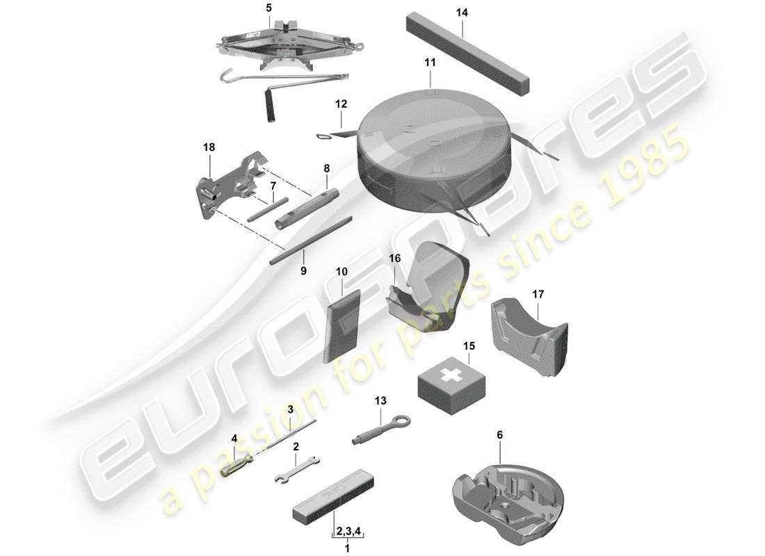 Porsche Boxster Spyder (2019) TOOL Parts Diagram