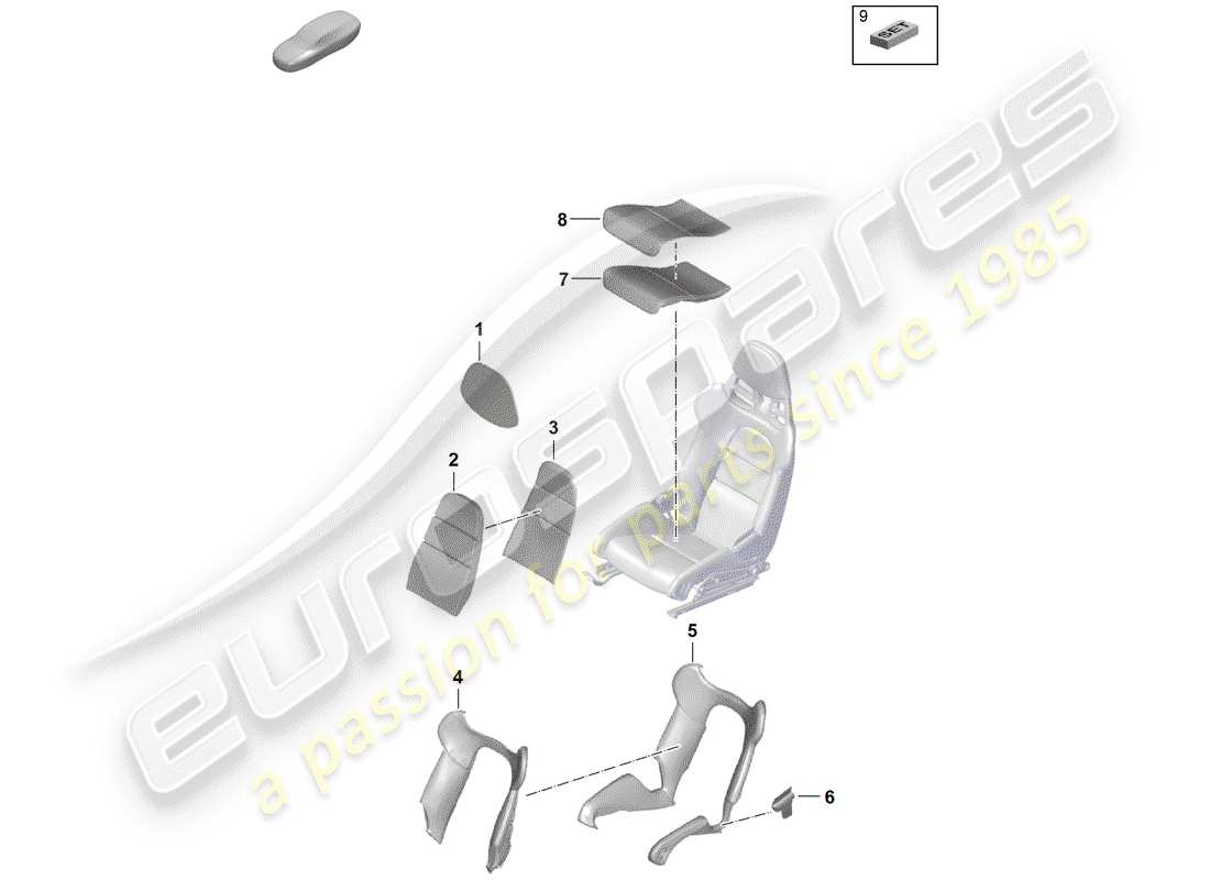 Porsche Boxster Spyder (2019) foam part Parts Diagram