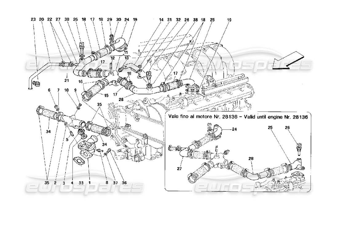 Ferrari 512 TR engine cooling Parts Diagram