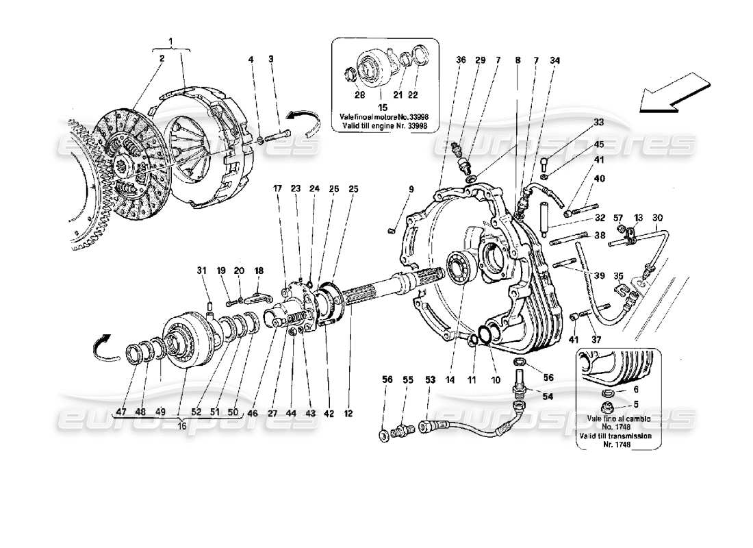 Ferrari 512 TR ClutCH Controls Parts Diagram