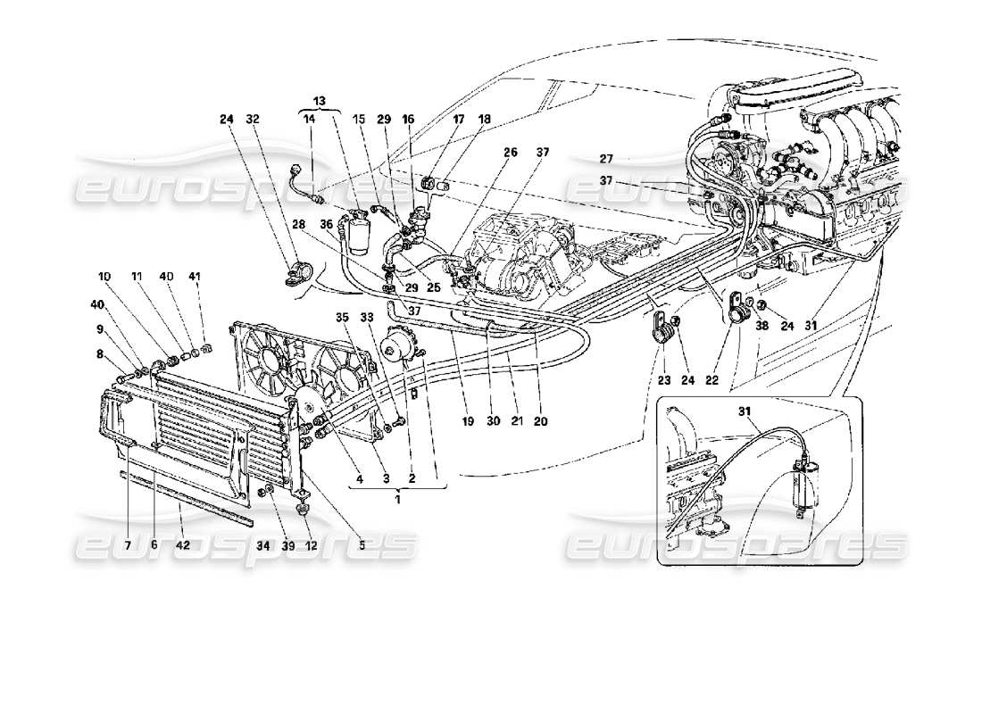 Ferrari 512 TR air conditioning system Parts Diagram