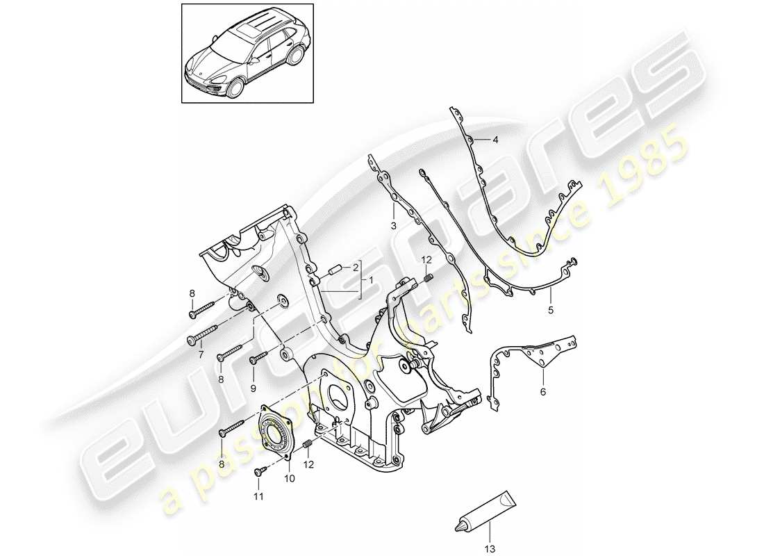Porsche Cayenne E2 (2015) cover for timing chain Part Diagram