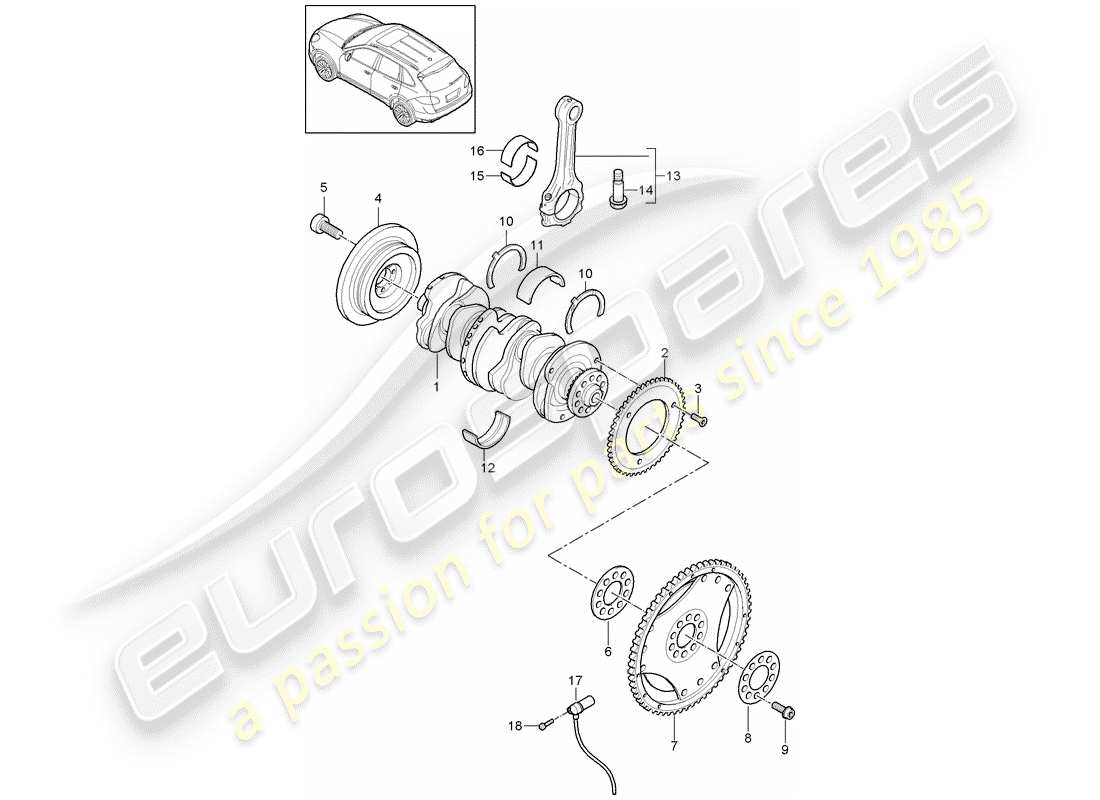 Porsche Cayenne E2 (2015) crankshaft Part Diagram