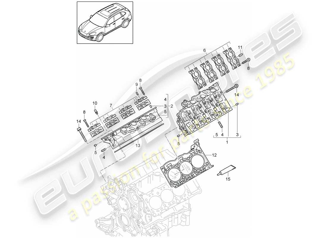 Porsche Cayenne E2 (2015) CYLINDER HEAD Part Diagram