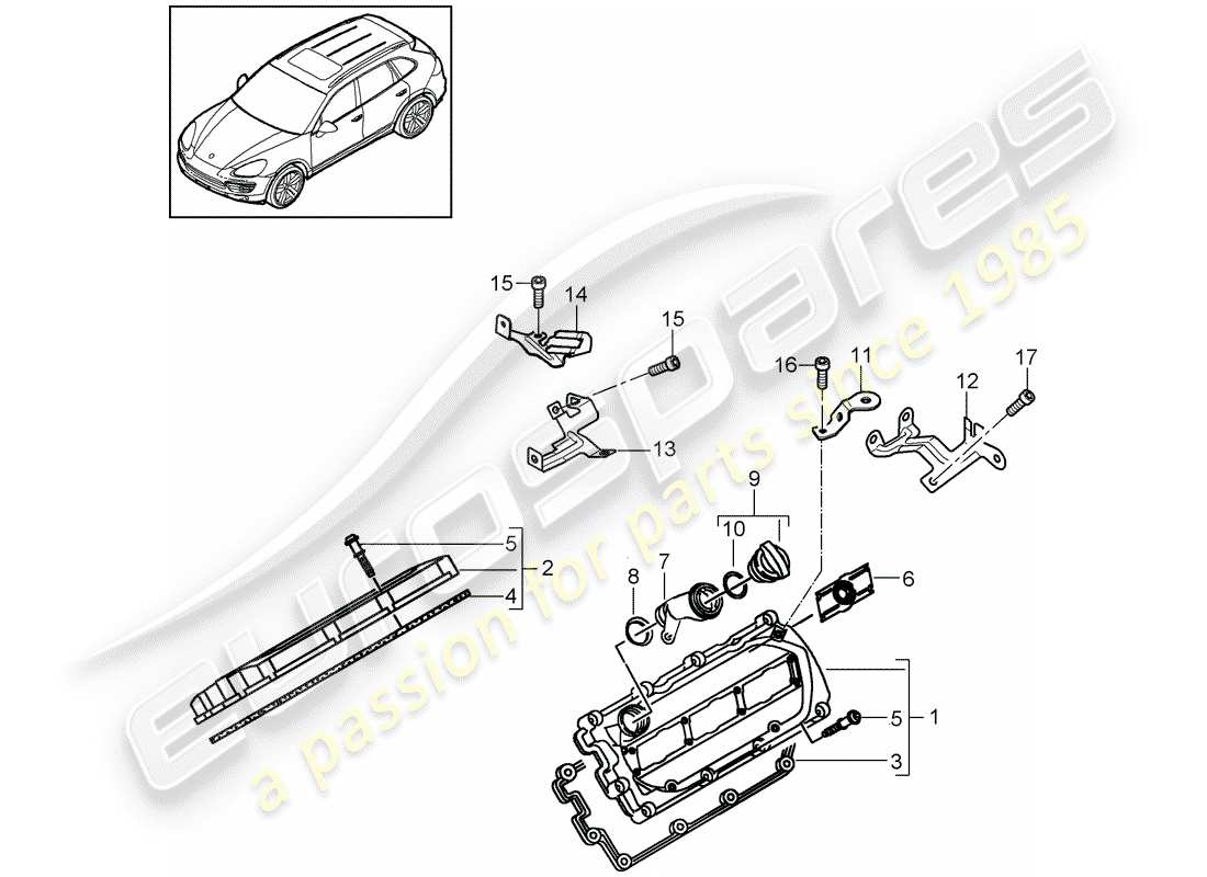 Porsche Cayenne E2 (2015) valve cover Part Diagram