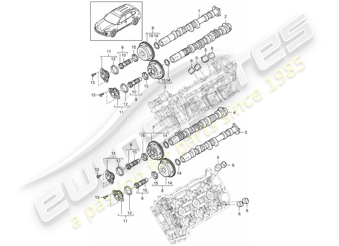 Porsche Cayenne E2 (2015) camshaft Part Diagram