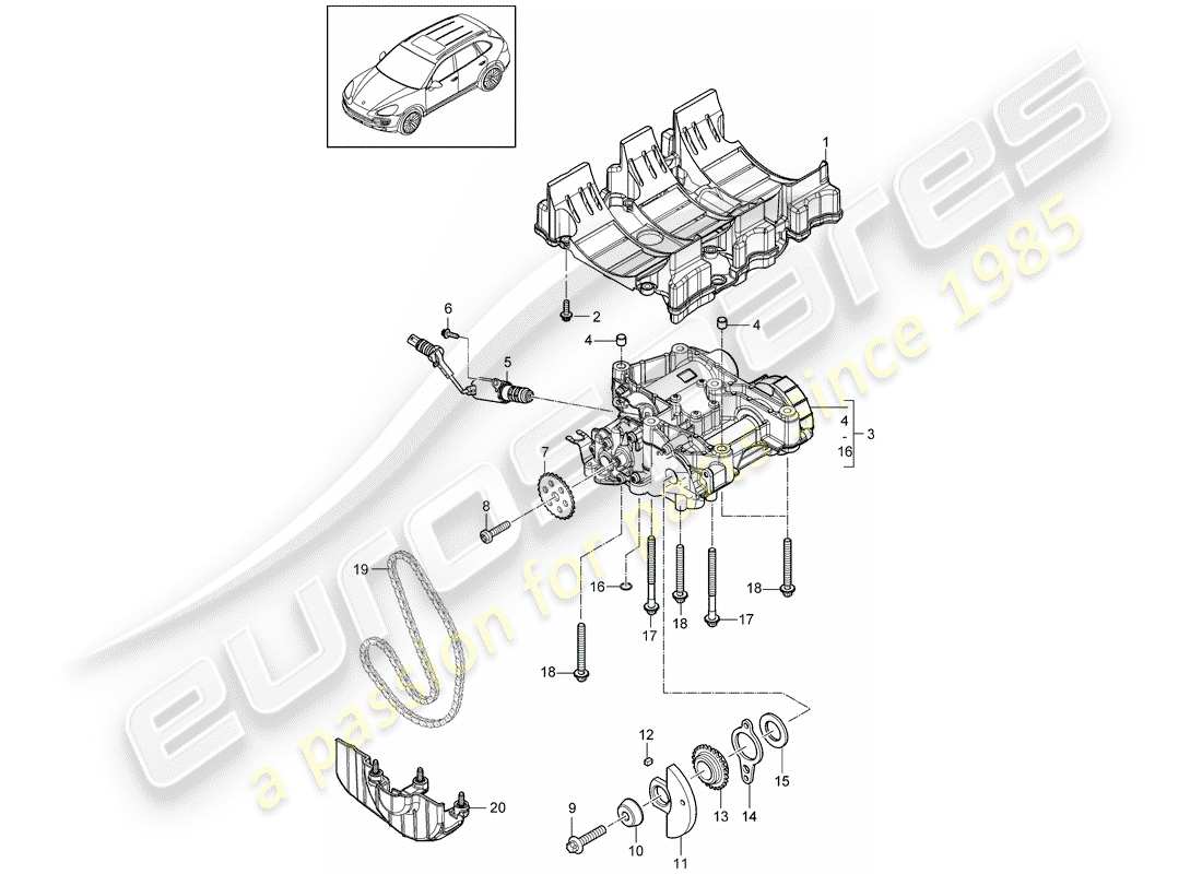 Porsche Cayenne E2 (2015) oil baffle plate Part Diagram