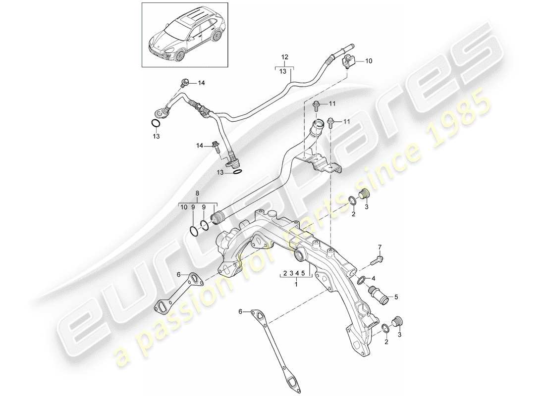 Porsche Cayenne E2 (2015) water cooling 1 Part Diagram