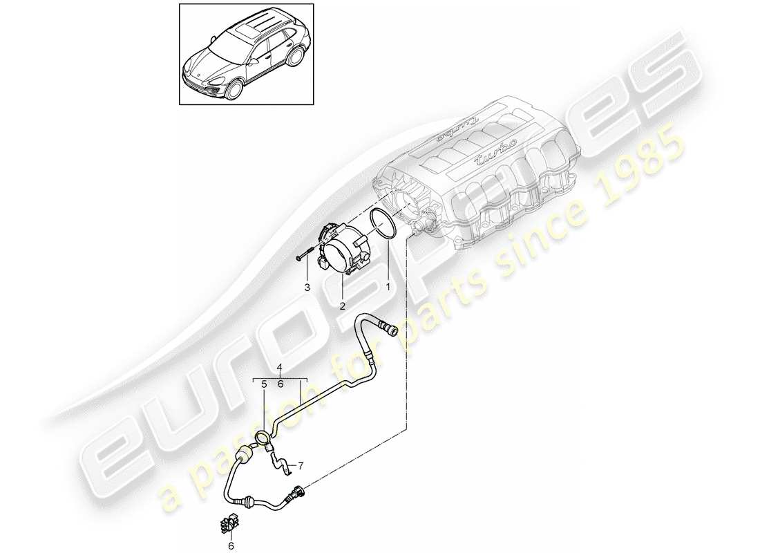 Porsche Cayenne E2 (2015) THROTTLE BODY Part Diagram