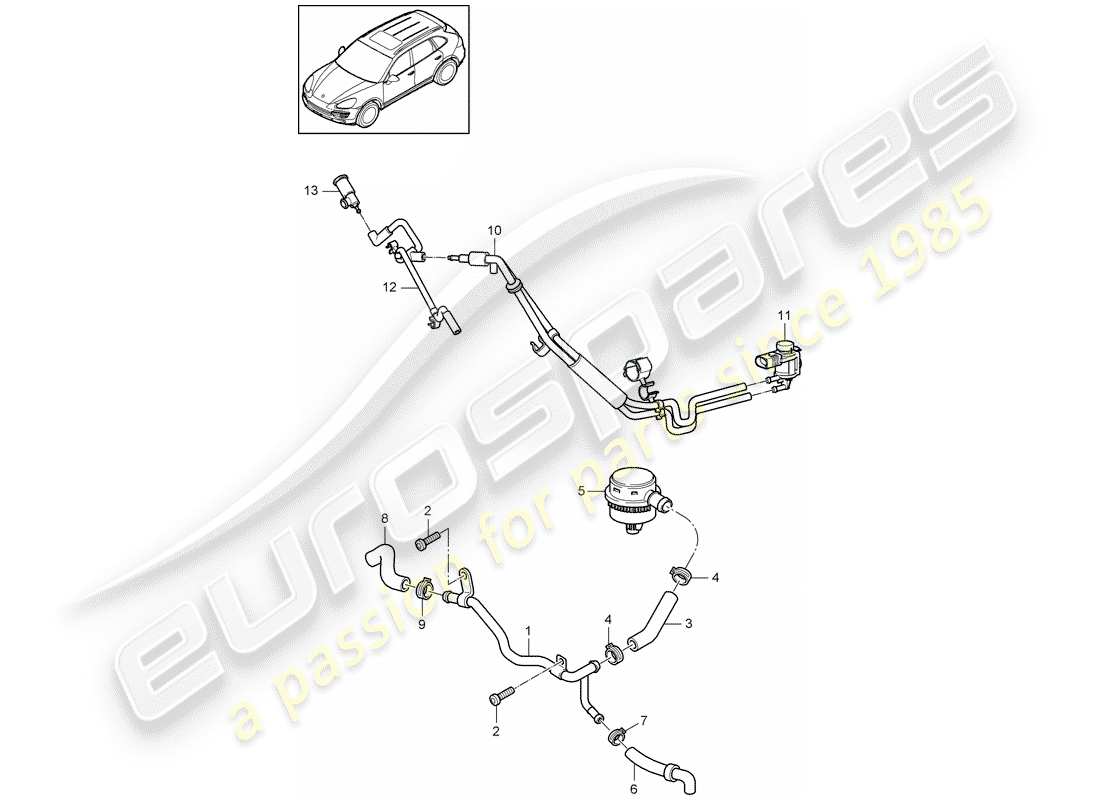 Porsche Cayenne E2 (2015) crankcase breather Part Diagram