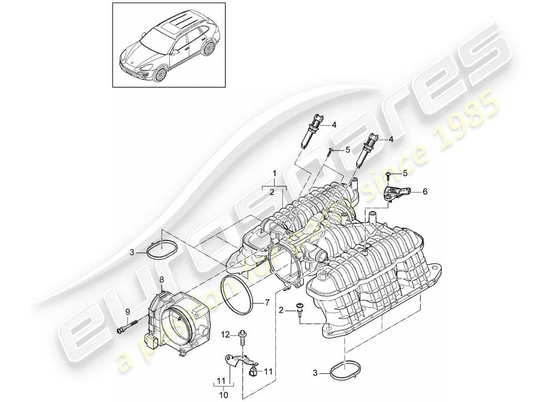 Porsche Cayenne E2 (2015) intake air distributor Part Diagram