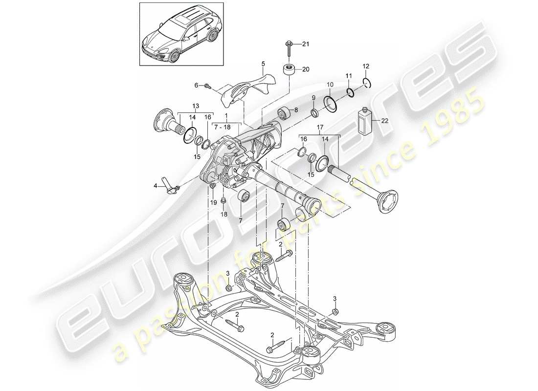Porsche Cayenne E2 (2015) front axle differential Part Diagram