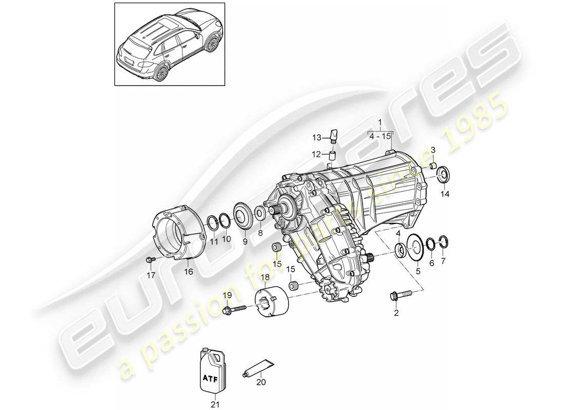 Porsche Cayenne E2 (2015) transfer box Part Diagram