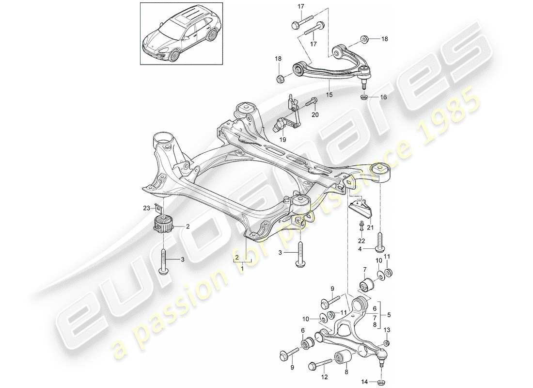 Porsche Cayenne E2 (2015) sub-frame Part Diagram