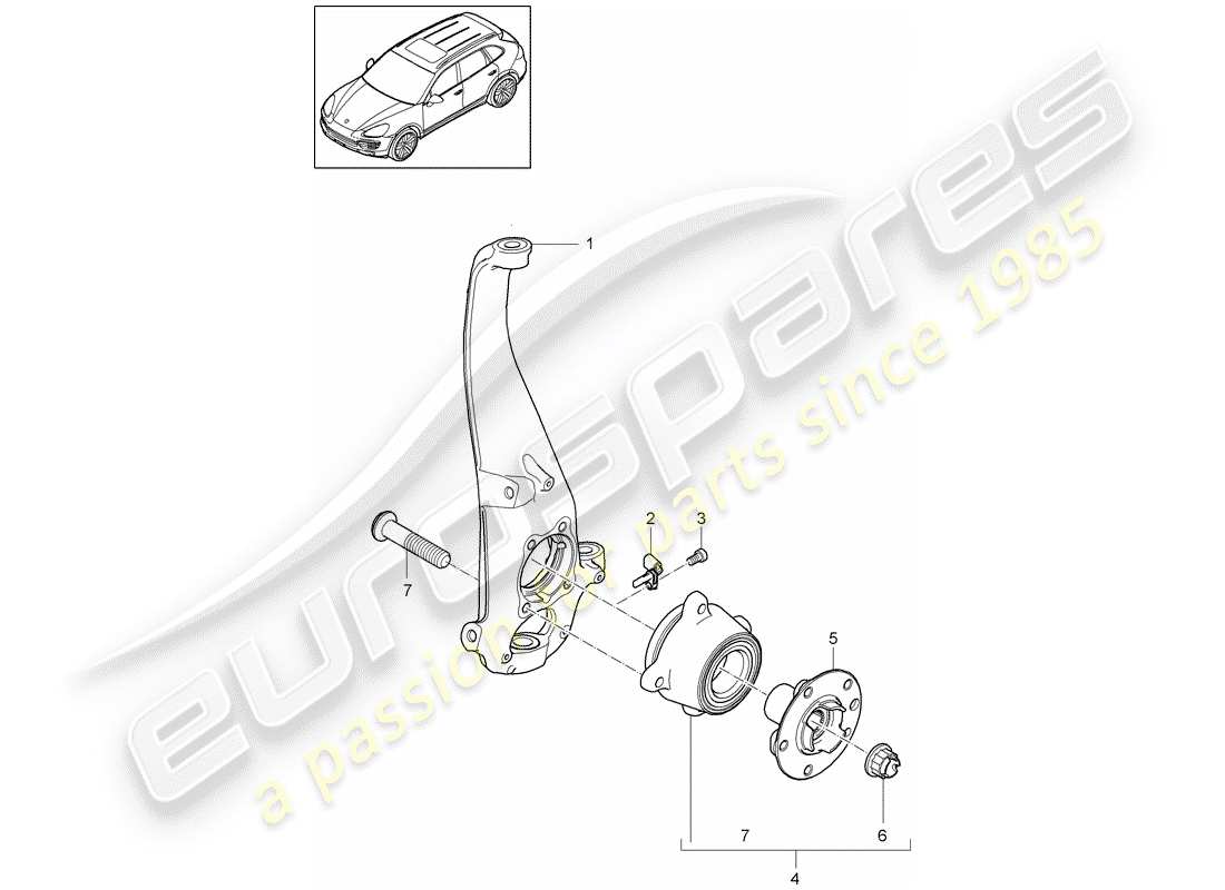 Porsche Cayenne E2 (2015) pivot bearing Part Diagram
