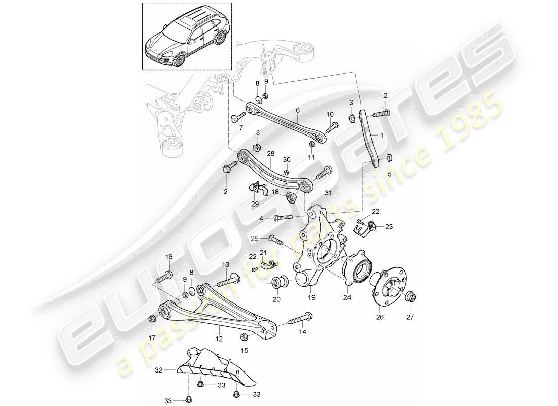 Porsche Cayenne E2 (2015) rear axle Part Diagram