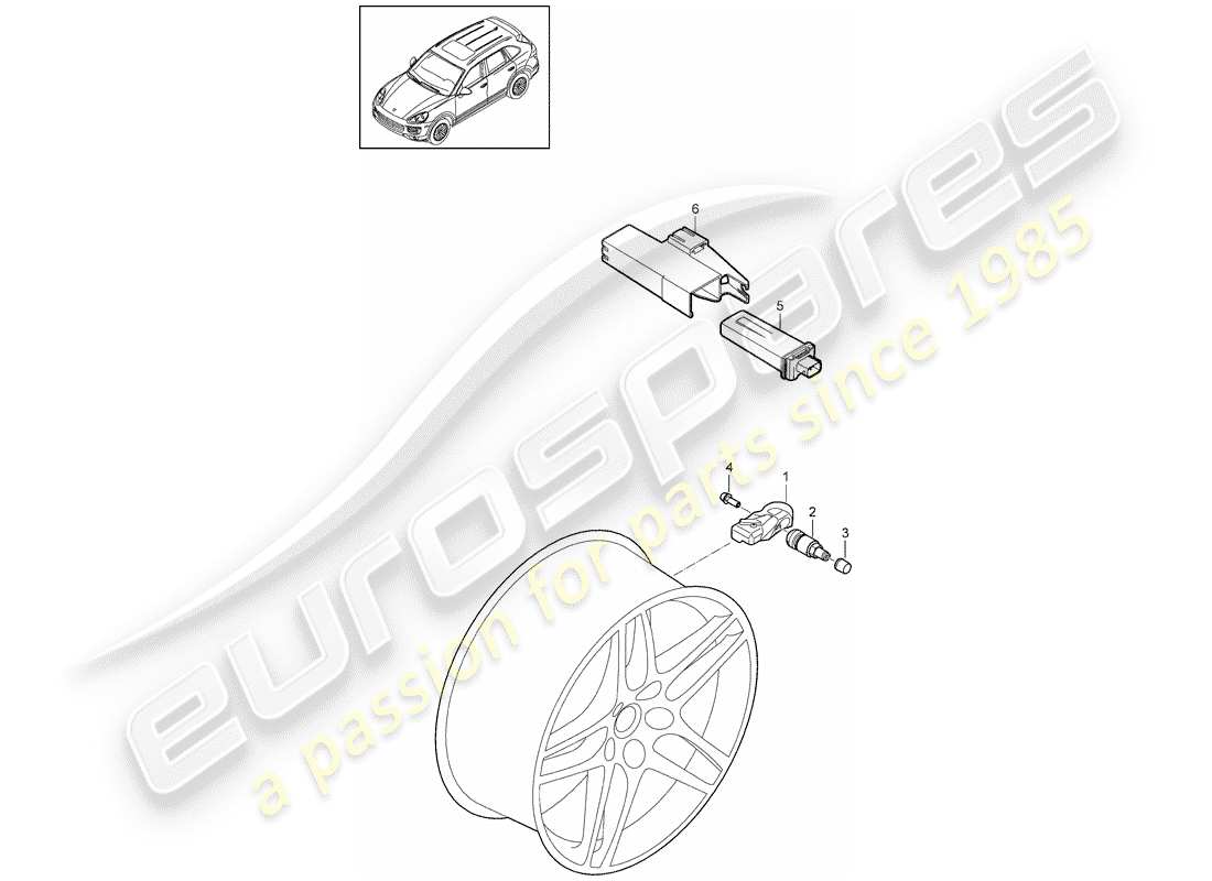 Porsche Cayenne E2 (2015) TIRE PRESSURE CONTROL SYSTEM Part Diagram