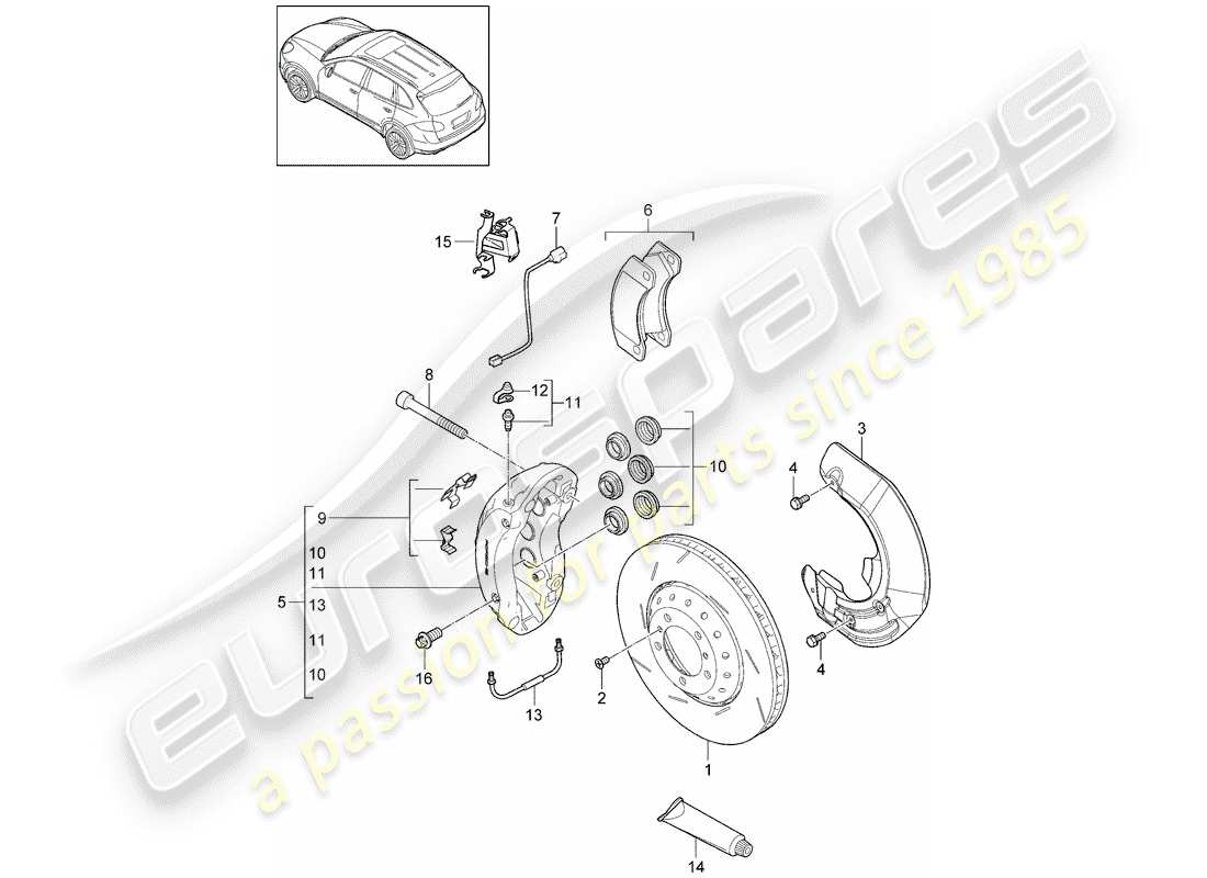 Porsche Cayenne E2 (2015) disc brakes Part Diagram
