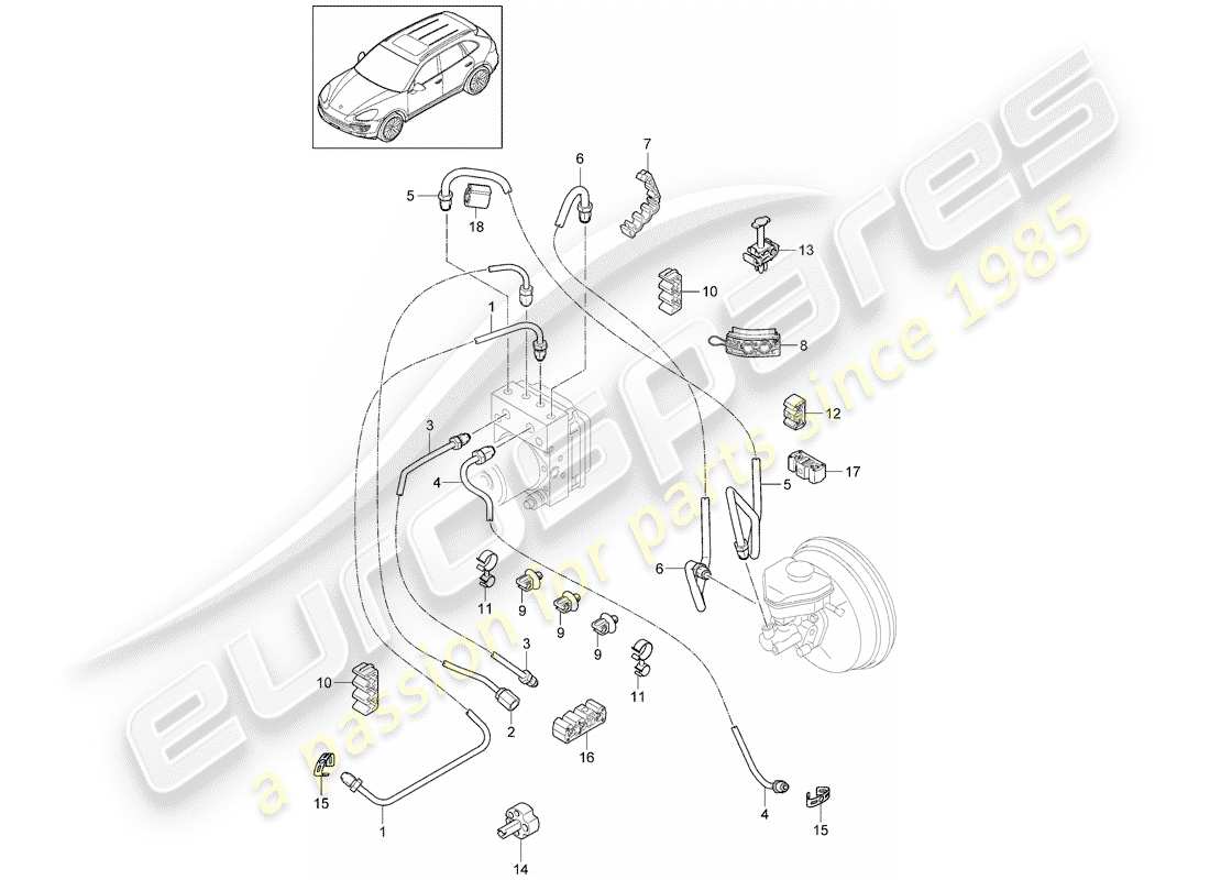 Porsche Cayenne E2 (2015) brake lines Part Diagram