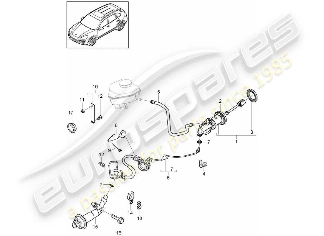 Porsche Cayenne E2 (2015) hydraulic clutch Part Diagram