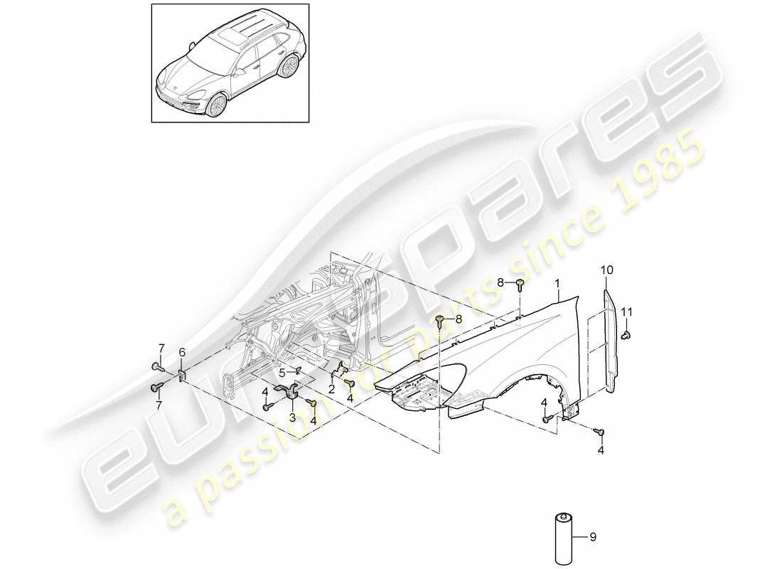 Porsche Cayenne E2 (2015) FENDER Part Diagram