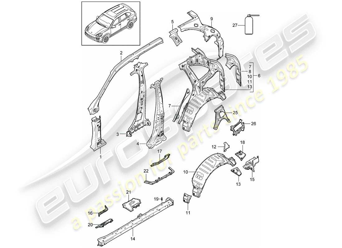Porsche Cayenne E2 (2015) SIDE PANEL Part Diagram