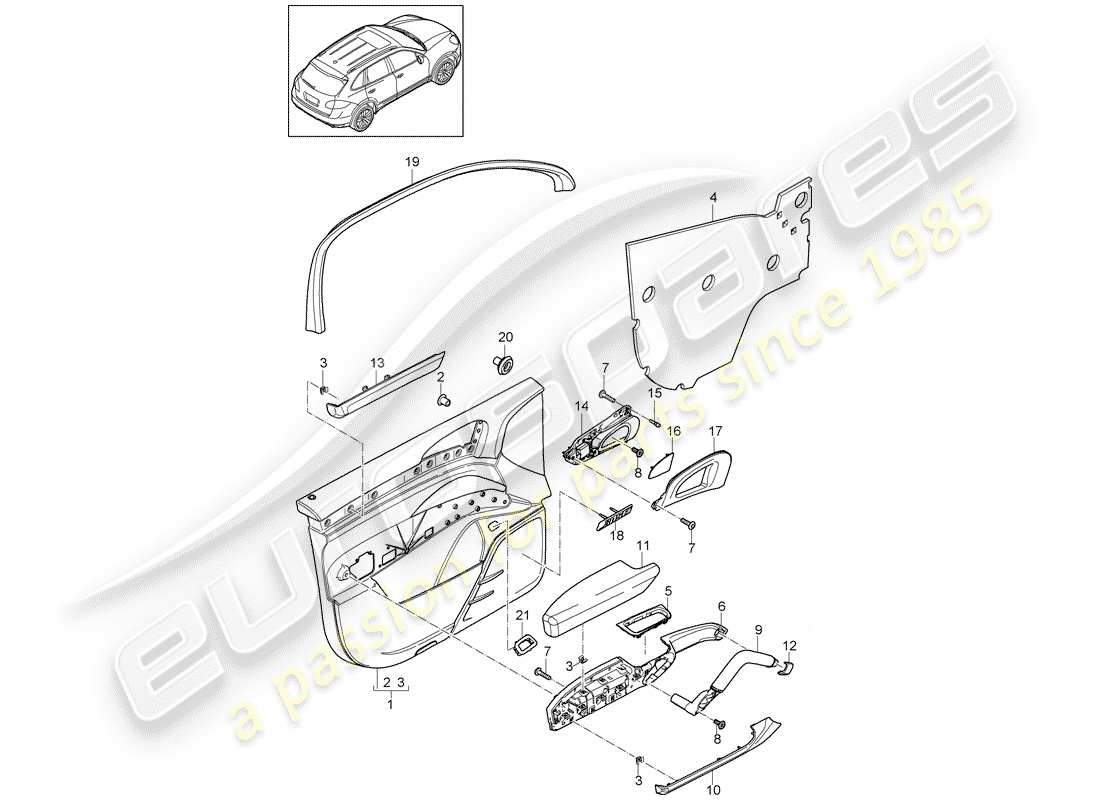 Porsche Cayenne E2 (2015) DOOR PANEL Part Diagram