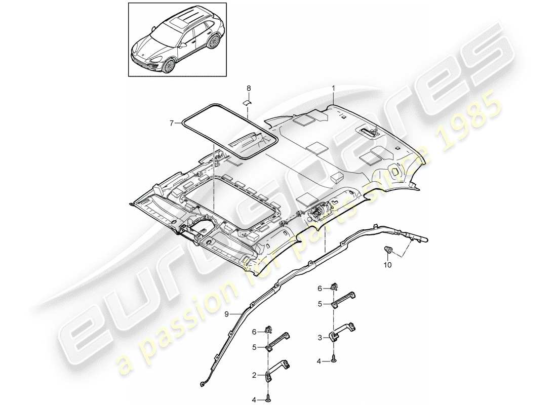 Porsche Cayenne E2 (2015) ROOF TRIM PANEL Part Diagram