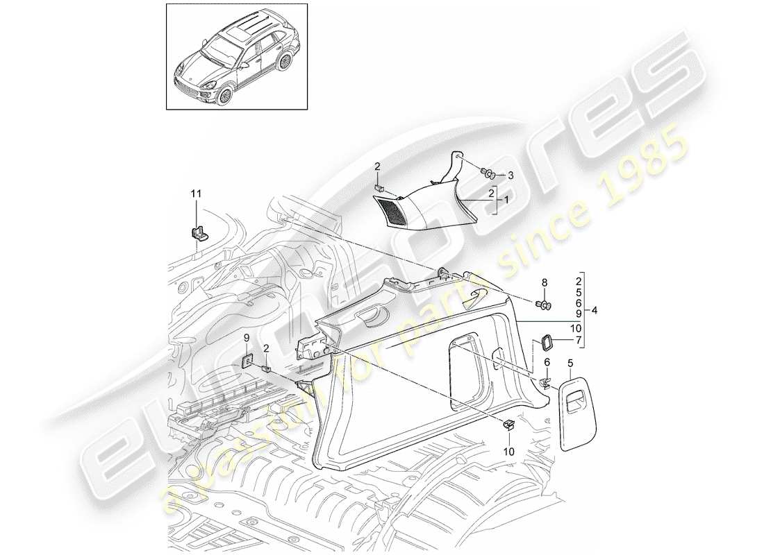 Porsche Cayenne E2 (2015) LINING Part Diagram