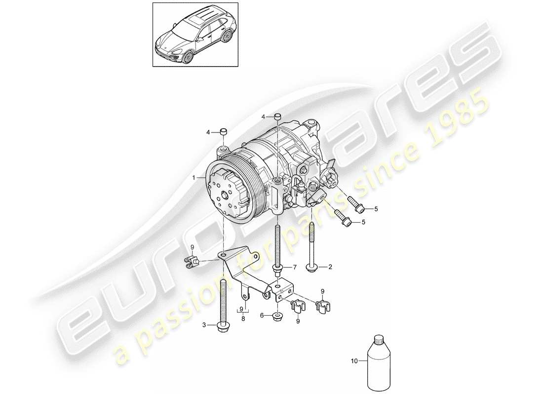 Porsche Cayenne E2 (2015) COMPRESSOR Part Diagram