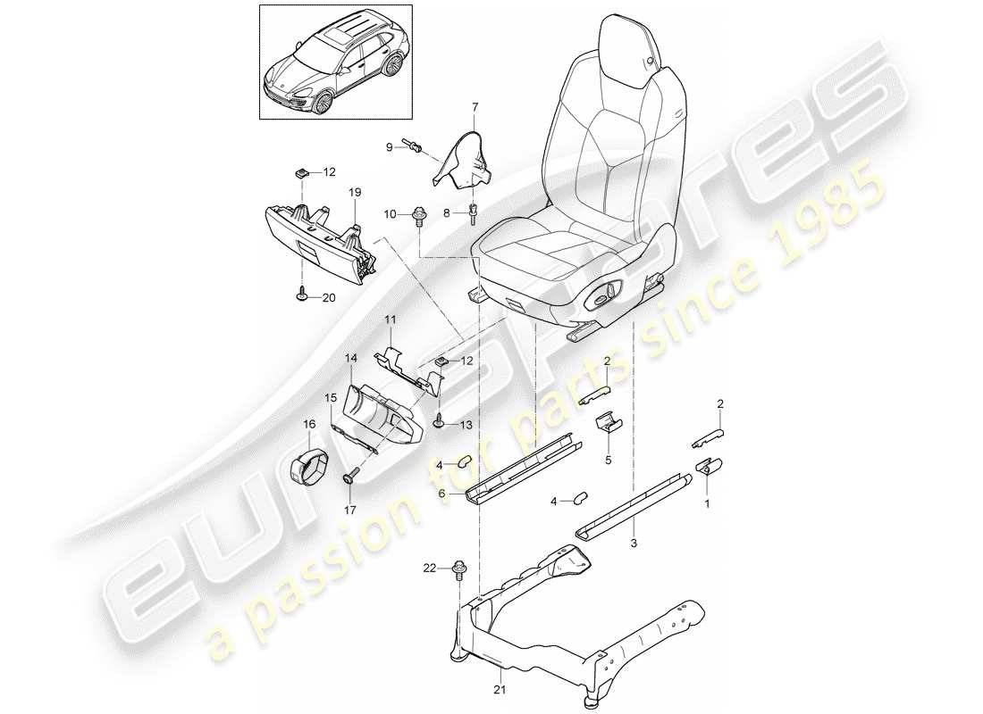 Porsche Cayenne E2 (2015) FRONT SEAT Part Diagram