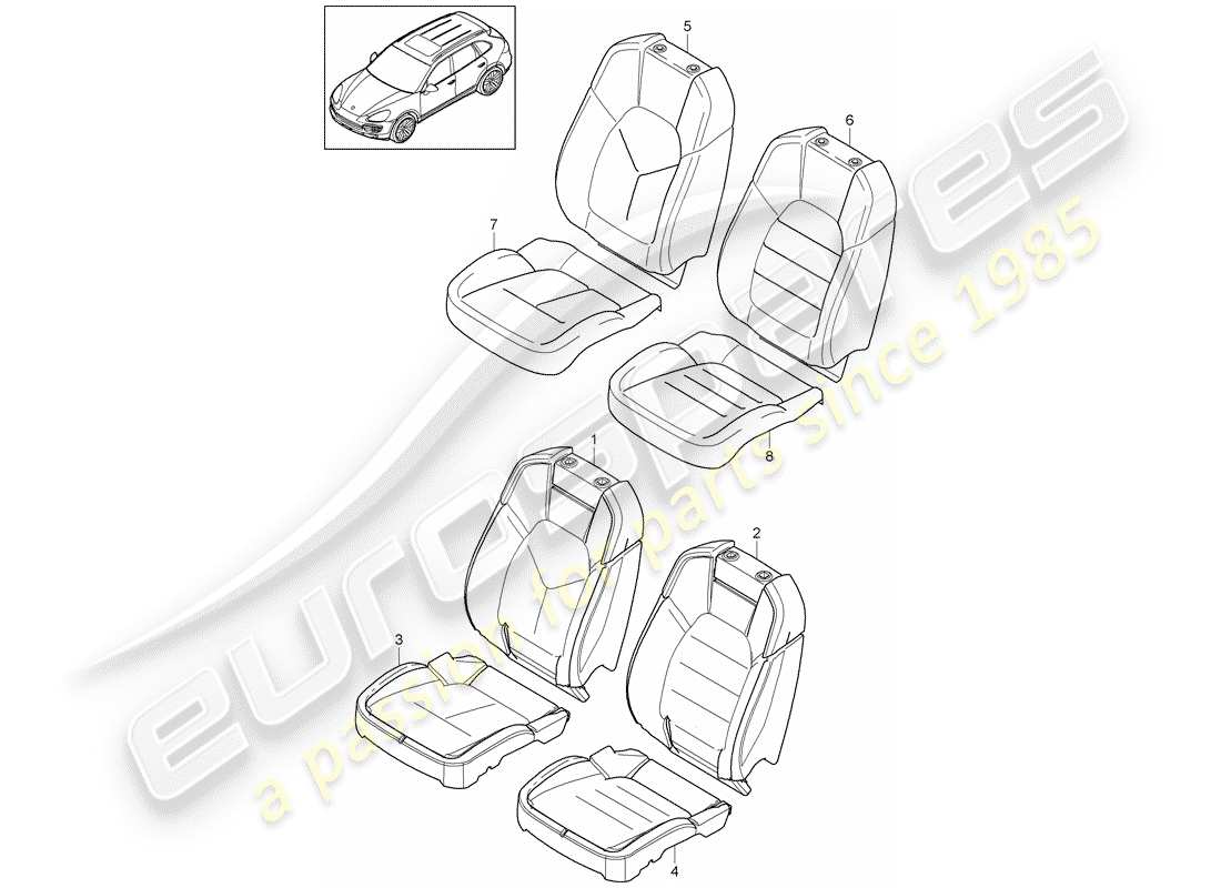 Porsche Cayenne E2 (2015) foam part Part Diagram