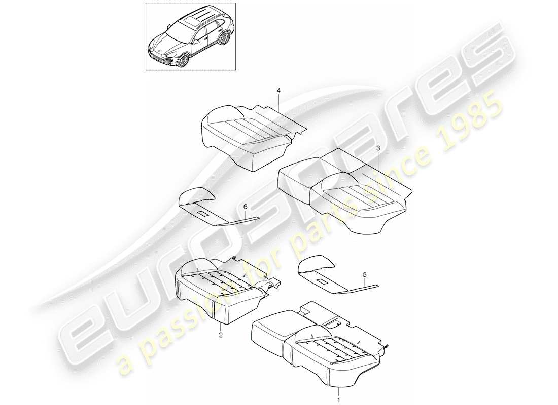 Porsche Cayenne E2 (2015) seat cushion Part Diagram