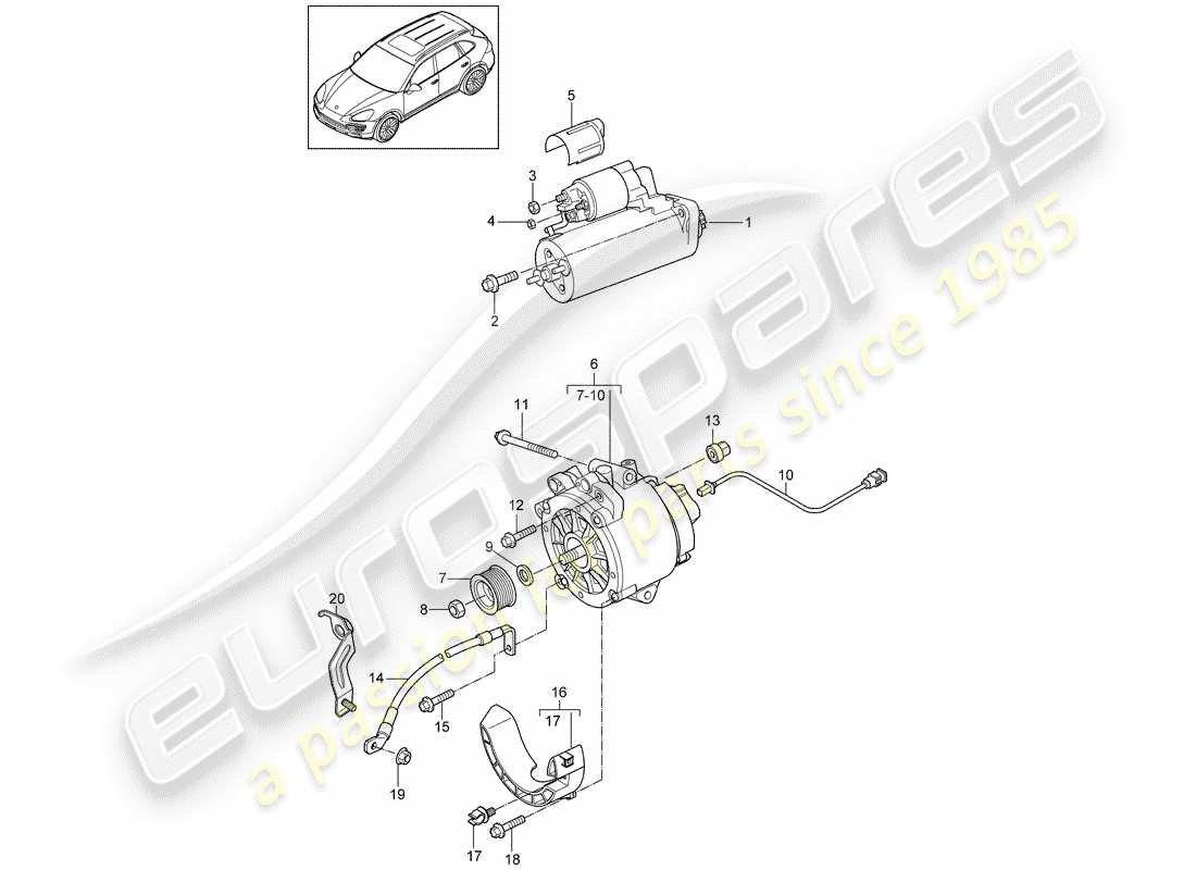 Porsche Cayenne E2 (2015) STARTER Part Diagram