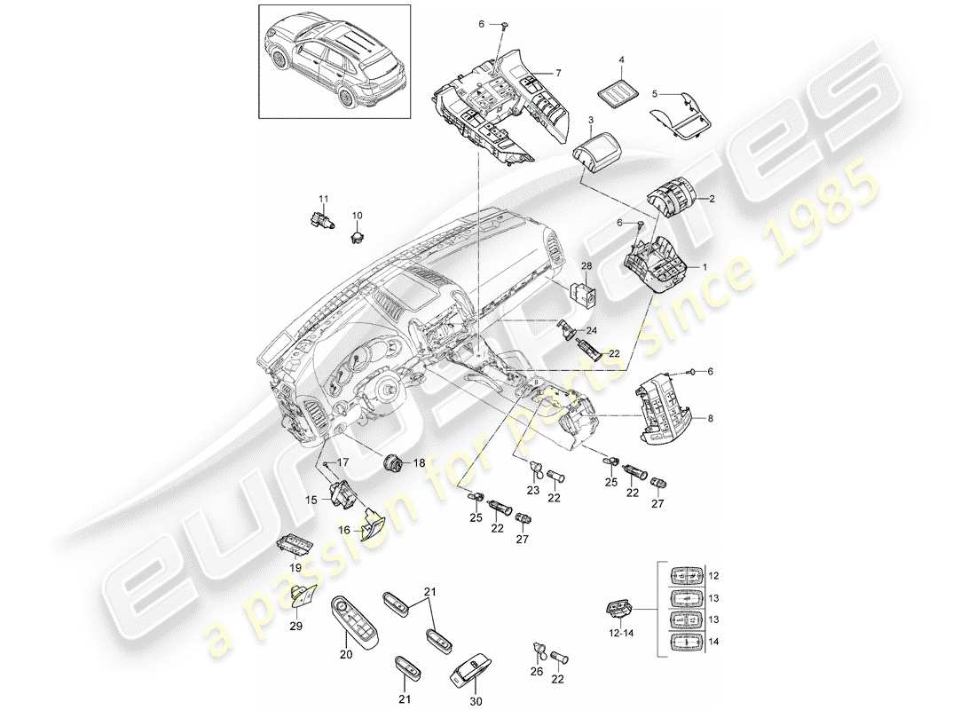 Porsche Cayenne E2 (2015) SWITCH Part Diagram
