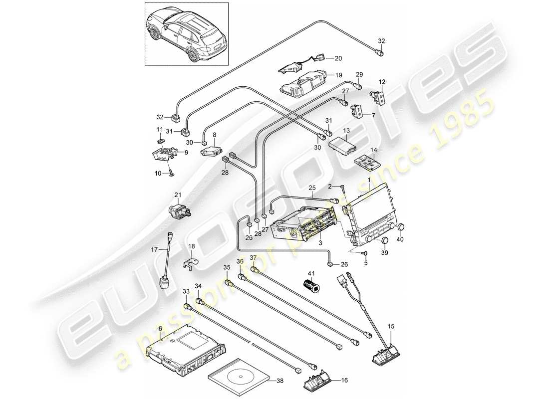 Porsche Cayenne E2 (2015) operating unit Part Diagram
