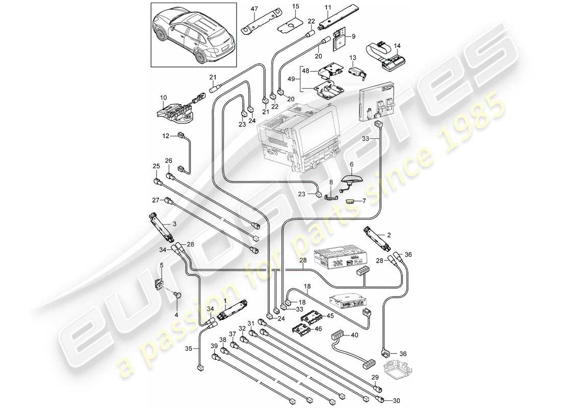 Porsche Cayenne E2 (2015) antenna booster Part Diagram